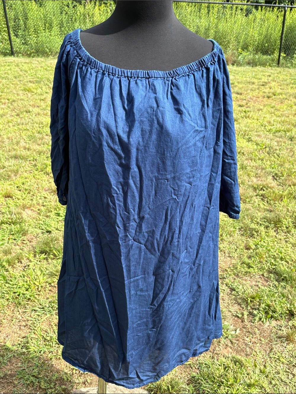 Madewell Navy Blue Off-the-Shoulder Dress